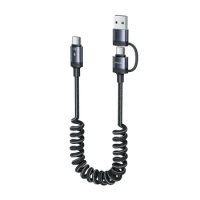 Lightning 2-in-1 PD60W spring fast charging data cable suitable for Huawei mobile phones and laptops