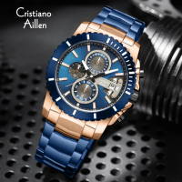 Diskon   Cristiano Aillen Jam Tangan Pria Analog 8898 Rantai Stainless Steel Chronograph Kaca Sapphi