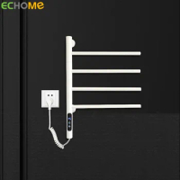ECHOME Electric Towel Rack Stainless Steel 180°Rotating Punch-Free Intelligent Digital Display Bathroom Products Towel Warmers