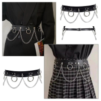 Pinggang Cincher Hip Hop, Berbentuk Gothic, Untuk Wanita, Reka Bentuk Rantai Kunci Pin Boleh Laras,