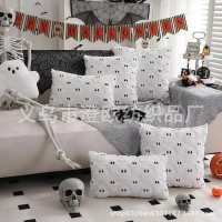 20.25million Halloween Pumpkin Ghost Pillowcase 3D Plush Pillow Cushion Cover for Living Room Sofa L