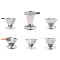 Pour Over Coffee Filter Reusable Coffee Dripper Coffee Holder Cone Funnel Basket
