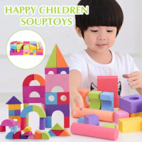 50 Pcs EVA Foam Blocks Safe Building Blocks Chunks Baby Colorful  Construction Toy Game Kids Educational