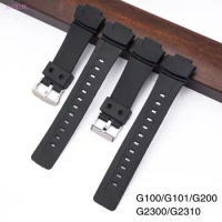 Black Watch Strap For Casio G Shock G100 G200 G101 G2310 G2300 Watchband G-100 G-200 G-101 G-2310 G-2300 Resin WatchBand Belt