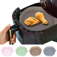 20cm Reusable Airfryer Pan Liner Accessories Silicone Air Fryers Oven Baking Tray Pizza Fried Chicken Airfryer Silicone Basket