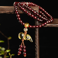 天然紅石榴石手鏈女銀手串多圈招財水晶貔貅葫蘆飾品隨身項鏈