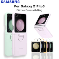 Original For Samsung Galaxy Z Flip5 Flip5 5G Silicone Cover with Ring Phone Protection Cover Soft Back Cases EF-PF731