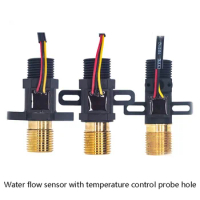 4-point copper nozzle water flow sensor, water heater flow switch with temperature control probe hole, water flow sensor