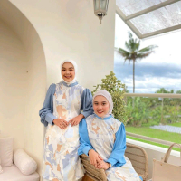 Isvara Tunik/baju lebaran/baju idulfitri Wanita Atasan Panjang Katun Shakila Kaos Hitam Putih Motif