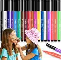 18 Colors Face Painting Markers - Water Resistant Sweatproof Waterproof Tattoo Pen for Halloween Bod