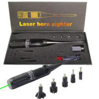 Tactical Adjustable Green Dot Laser Sight Boresighter Bore Sighter Too Kit for Hunting.22 to .50 Caliber Caliber Rifle Gauge