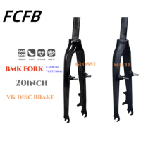 Carbon fork Cycling Folding BMX Bike Front Fork Bicycle Parts Axle Width 100mm Fit for Wheel 20 inch Disc Brake V Brake