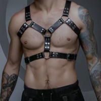 Harness for Men BDSM Gay Pu Leather Adjustable Studded Decor Sex Bondage Harness Sex Belt Erotic Costume Bondage lingerie