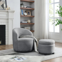 Welike Swivel barrel chair, living room swivel chair with round storage chair