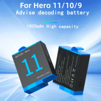 3.85V 1800mAh Battery for GoPro hero 11 +LED 2-Slots Charger with Type-C Port For GoPro Hero 9 Go Pro 10 hero 11 Sport Cameras