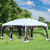 10' x 20' Pop Up Party Tent Gazebo Wedding Canopy with Removable Mesh Sidewalls - Cream White