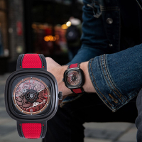SEVENFRIDAY T3/05 虎年限量版 自動上鍊機械錶 送禮推薦-紅/45x45,6mm