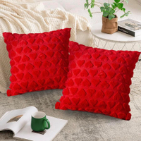 Valentines Day Pillow Covers 18x18in Set of 2, Plush Fluffy Pillow Case 3D Love Heart Pillow Covers 