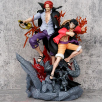 50cm Anime One Piece Shanks Luffy Succession &amp; Relation Ver. GK PVC Action Figure Statue Collectible Model Kids Toys Doll Gifts