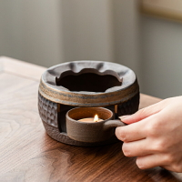 溫茶爐蠟燭復古日式茶壺加熱底座粗陶鎏金保溫功夫煮茶溫茶器套裝