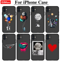 Silicone Thin Soft Cases For iPhone 12 Mini 11 Pro 7 8 6 6s Plus 5 5S SE X XR XS Max Custom Cartoon Thin Matte Black Back Cover