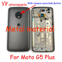 AAAA Quality Metal Material For Motorola Moto G5 Plus Back Battery Cover With Camera Lens+Side Button Housing Case Repair Parts