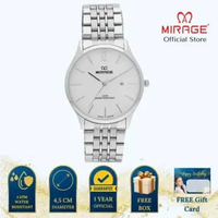 Mirage Jam Tangan Pria Analog 8890 M Silver Original Stainless Plat Putih