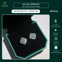 [ B189 ] Bông tai vặn sau Halo vuông 5ly5 bạc 925 | Giagia Jewelry