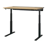 MITTZON 升降式工作桌, 電動 實木貼皮, 橡木/黑色