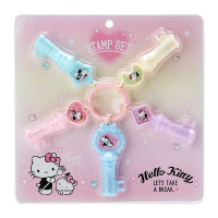 小禮堂 Hello Kitty 迷你鑰匙造型連續印章組《粉黃》玩具章.手帳印章