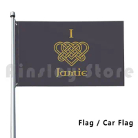 I Love Jamie Gold Outdoor Decor Flag Car Flag Outlander Love Scottish Scotland Heart Fanart Sassenach Dragonfly Jamie