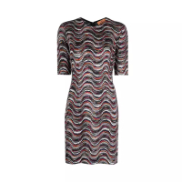 Missoni [12.12 Dealcember] Wavy Viscose with Lurex Mini Dress Black Red Multicolor
