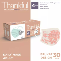 Thankful Thankful Face Mask Adult Headloop Daily 30s - Peach Lace