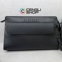 EM01 EVERBEST CLUTCH BAG ORIGINAL/TAS KECIL PRIA EVERBEST KULIT ASLI ORI Motif Polos