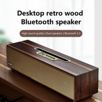 XM-520 Retro Wood Grain Bluetooth Speakers TWS Stereophonic Sound Wireless Household Subwoofer Outdoor Portable Mini Boombox