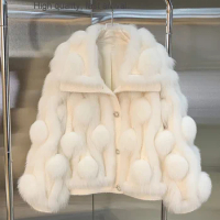 Fur New Trendy Young Large Lapel Cotton Candy Spokes Fox Fur Coat for Women Winter winter jacket women coat women