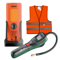 【BOSCH 博世】x OSRAM 行車安全打氣警示燈組《送安全反光背心》(EasyPump電動打氣機+TA19立式警示閃爍燈)