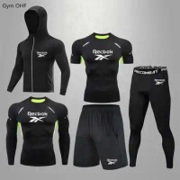 Compression Sets Men Gym Fitness Running Bodybuilding Tshirt Rashguard MMA Jiu Jitsu Sports Perspiration Track Suit Black Set