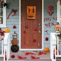 Halloween Bloody Stickers Halloween Wall Decal Create Horror Scenes Bloody Footprints Floor Window Clings Hallowee Decoration