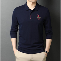 Men's Cotton Long Sleeve POLO Shirt Spring and Autumn New Polo Collar Embroidery Polo Shirt Loose High-End Men's Clothing t T-shirt Fashion High Quality