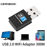 GRWIBEOU USB Network Card 300M WiFi Adapter USB Wireless Wifi Receiver With Antenna Wifi Dongle USB adapter For Laptop Desktop