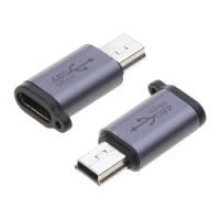 USB C to Mini USB Adapter with Anti-lost Lanyards Strap Seamless Connection Converter for Cellphones Dashboard Camera