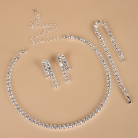 Phụ Kiện Tóc Cô Dâu Vòng Cổ Rhinestone Hàn Quốc Cô Dâu Váy Cưới Bông Tai Phụ Kiện Phụ Kiện Mũ Bộ Hai