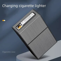 Cigarette Case 20pcs Capacity Slim Cigarette Holder with USB Rechargeable Lighter Plastic Cigarette Case