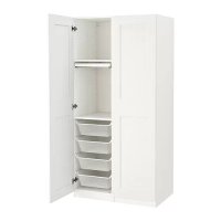 PAX/GRIMO 衣櫃/衣櫥組合, 白色/白色, 100x60x201 公分