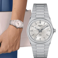 【TISSOT 天梭】官方授權 PRX 手錶 女錶 珍珠母貝 -35mm 手錶 指針錶(T1372101111100)