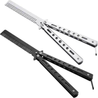 Metal Practice Butterfly Comb Style Knife Trainer Tool Portable Butterfly Training Knife Foldable CSGO Balisong Trainer Pocket