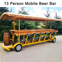 Friends City Tour 4 Wheel Party Bike Wine And Soft Drinks Fun Electric Pedal-Powered Pub With 13 Seats Crawler Cycle Bar