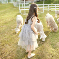 Girls' Dress 2024 New Summer Princess Dress Stylish Summer Children's Long Dress Super Fairy Puffy T