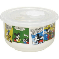 小禮堂 迪士尼 米奇 陶瓷微波保鮮碗 附蓋 陶瓷保鮮盒 便當盒 沙拉碗 200ml (白 漫畫)